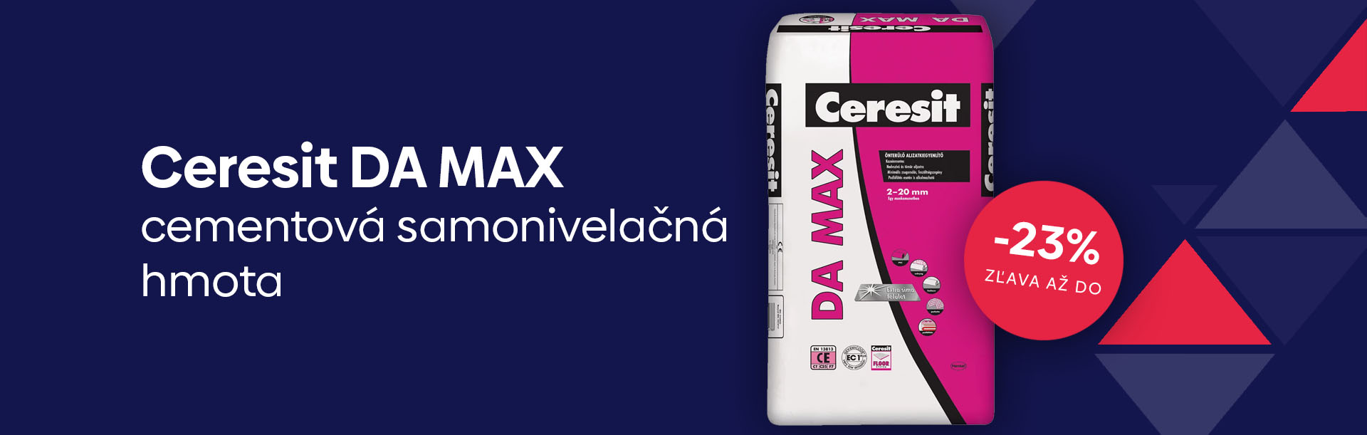 Cementová samonivelačná hmota Ceresit DA MAX, 25 kg